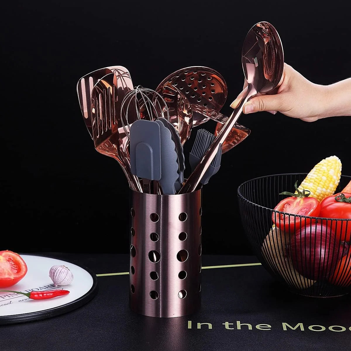 Copper Kitchen Utensils Set,13 Pieces Stainless Steel Cooking Utensils Set with – Durable Stainless Steel Construction for Streamlined Everyday Routines
