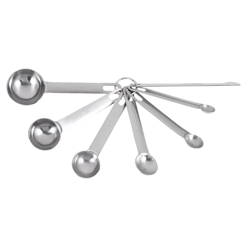 Stainless Steel Measuring Spoons Cups Set Small Tablespoon Teaspoons Set 6 with Bonus C4662 – Durable Stainless Steel Construction for Streamlined Everyday Routines