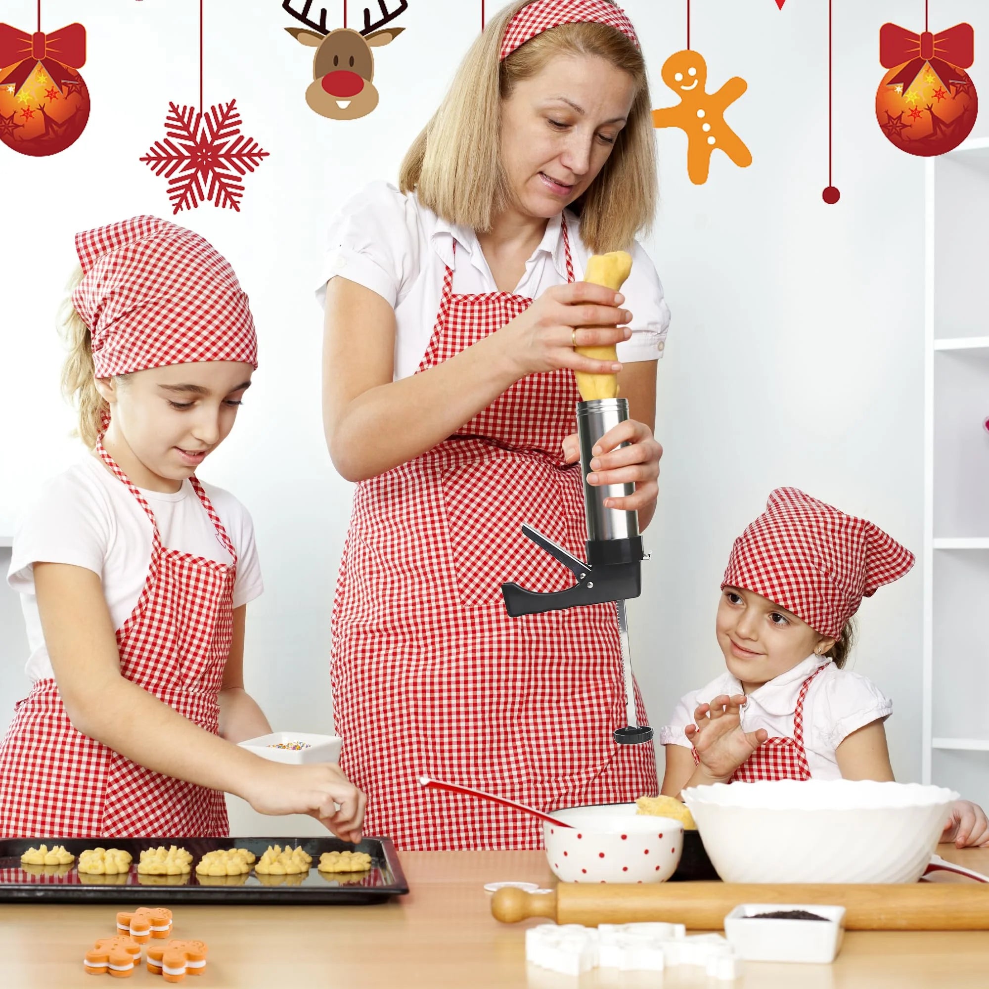 Stainless Steel Cookies Press Cookies Press for Baking,Cookie Press Gun Kit with 13 Cookie Discs and 8 Piping Tips for DIY cake Maker Decorating Baking Supplies – Durable Stainless Steel Construction for Streamlined Everyday Routines