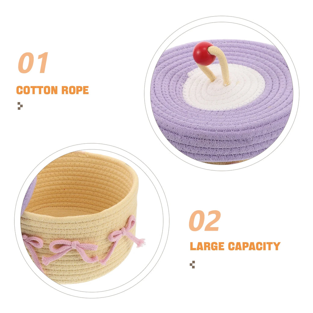 Woven Cotton Rope Basket With Lid Jewelry Storage Box Cute Basket Cotton Rope Basket Storage Woven Basket Woven Rope Basket Bathroom Basket Organizer – Secure Lid Design for Streamlined Everyday Routines