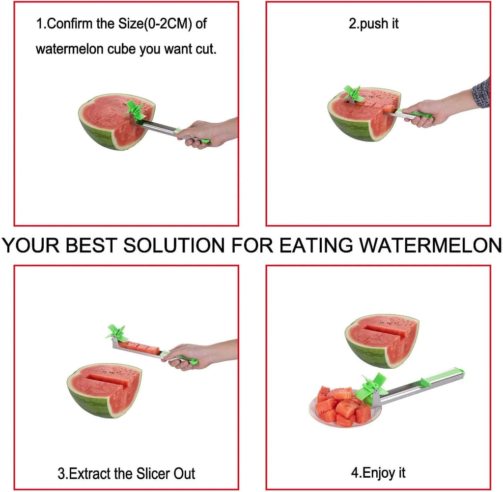 Watermelon Windmill Cutter Slicer Stainless Steel Shape Fruit Tools Quickly Cut Tool Kitchen Gadgets with Melon Scoop – Durable Stainless Steel Construction for Streamlined Everyday Routines