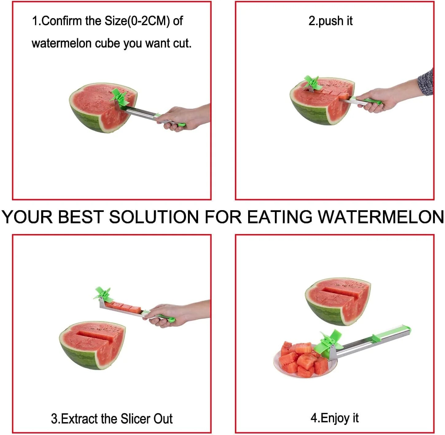 Watermelon Windmill Cutter Slicer Stainless Steel Shape Fruit Tools Quickly Cut Tool Kitchen Gadgets with Melon Scoop – Durable Stainless Steel Construction for Streamlined Everyday Routines
