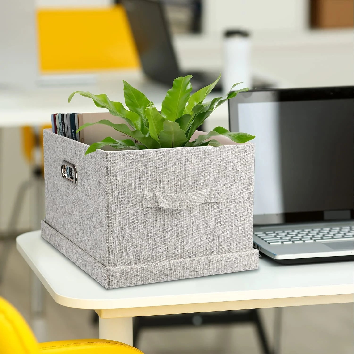 Medium 15" 21 Quart Collapsible Stackable Storage Bins with Lids 5 Packs Beige Foldable Fabric Closet Boxes Heavy-duty Lidded Linen Cube Baskets Container Organizers and Storage – Everyday Household Format for Streamlined Everyday Routines