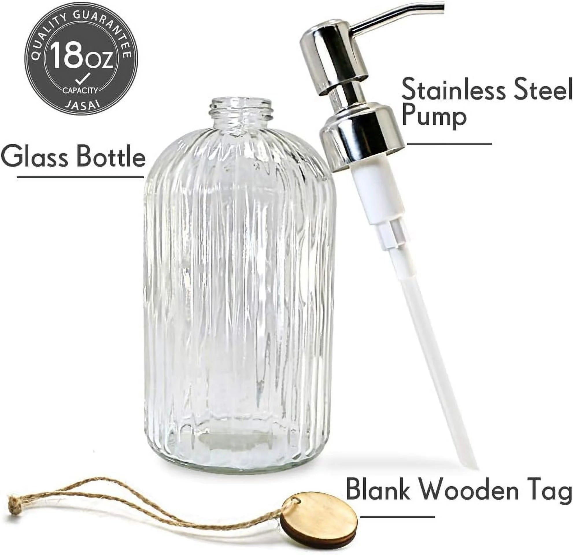 18 Oz Clear Glass Soap Dispenser with Rust-resistant Stainless Steel Pump Refillable Liquid Hand soap Dispenser for Bathroom Well-crafted Kitchen Soap Dispenser – Clear-View Organization for Streamlined Everyday Routines
