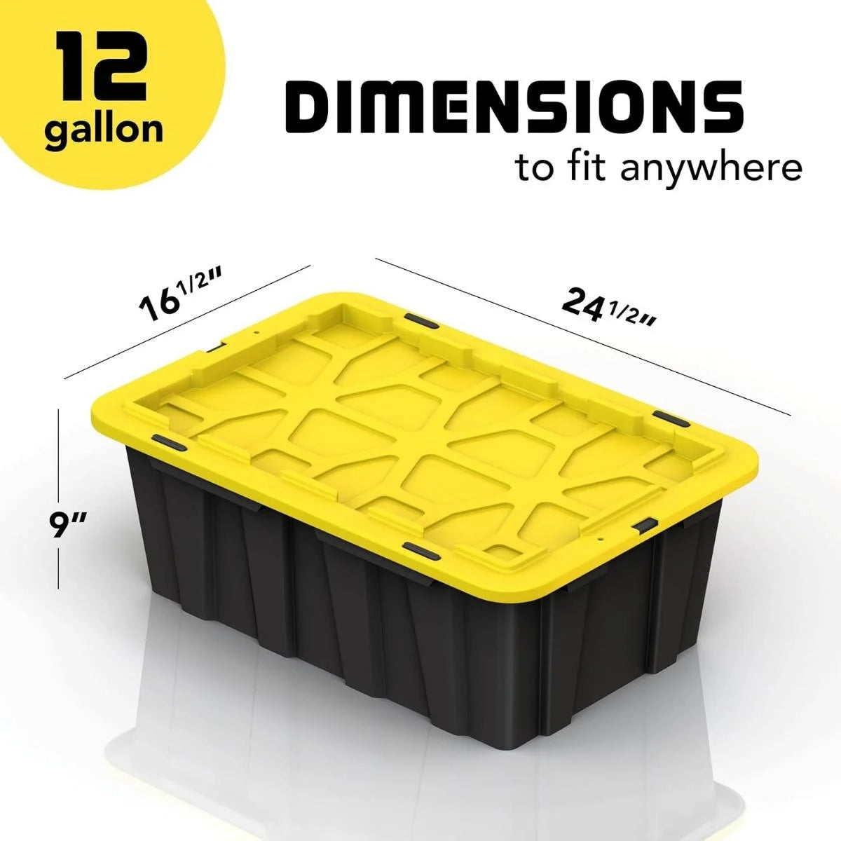 8 PACK of Medium 12 Gallon Plastic Storage Bin Tote Organizing Container with Ultra Durable Secure Latching Lids Stackable Extra Strength Clear with Built in Handle - Black and Yellow – Stackable Organization for Streamlined Everyday Routines