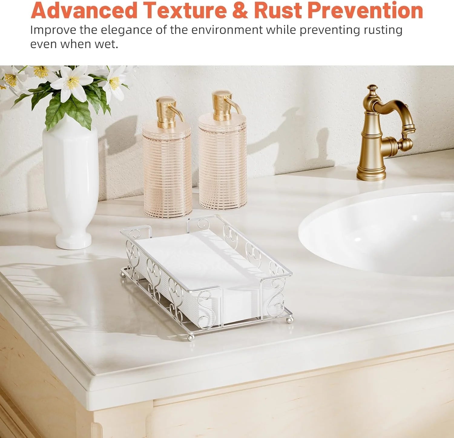 Napkin Holder & Guest Towel Tray - Stainless Steel Disposable Paper Towel Dispenser for Bathroom Table Kitchen Countertop Dinner Table Vanity – Durable Stainless Steel Construction for Streamlined Everyday Routines