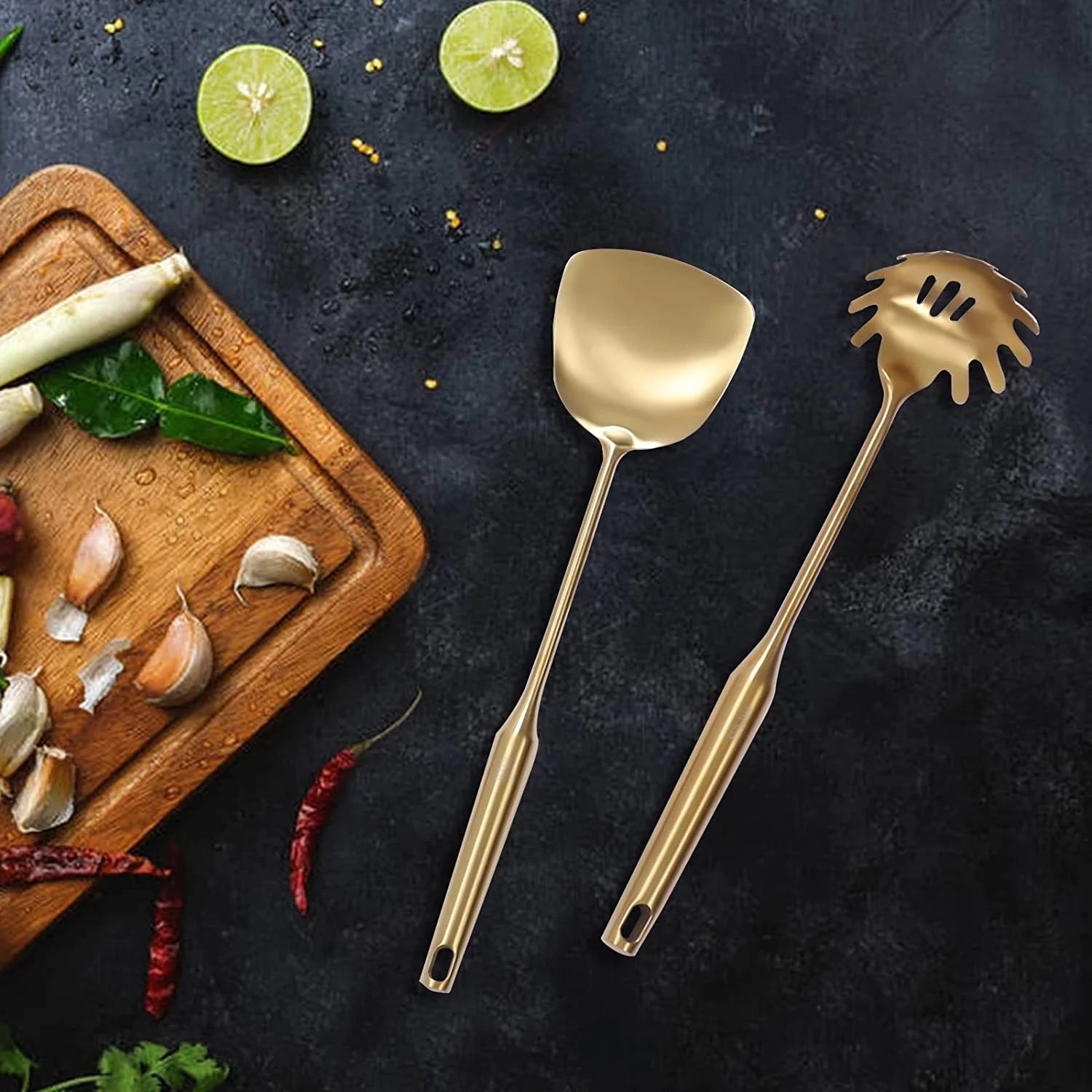 7pcs/ Set Gold Cooking Utensils Suitable for everyday use Kitchen Tool with Holder Stainless Steel – Durable Stainless Steel Construction for Streamlined Everyday Routines