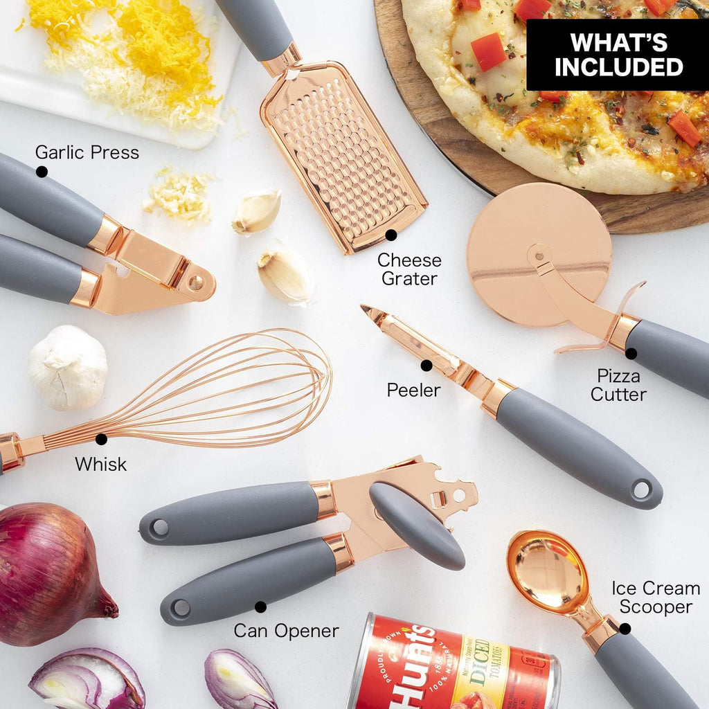 7-Piece Kitchen Gadget Set Copper Coated Stainless Steel Tableware with Soft Touch Handle – Convenient Carry Handles for Streamlined Everyday Routines