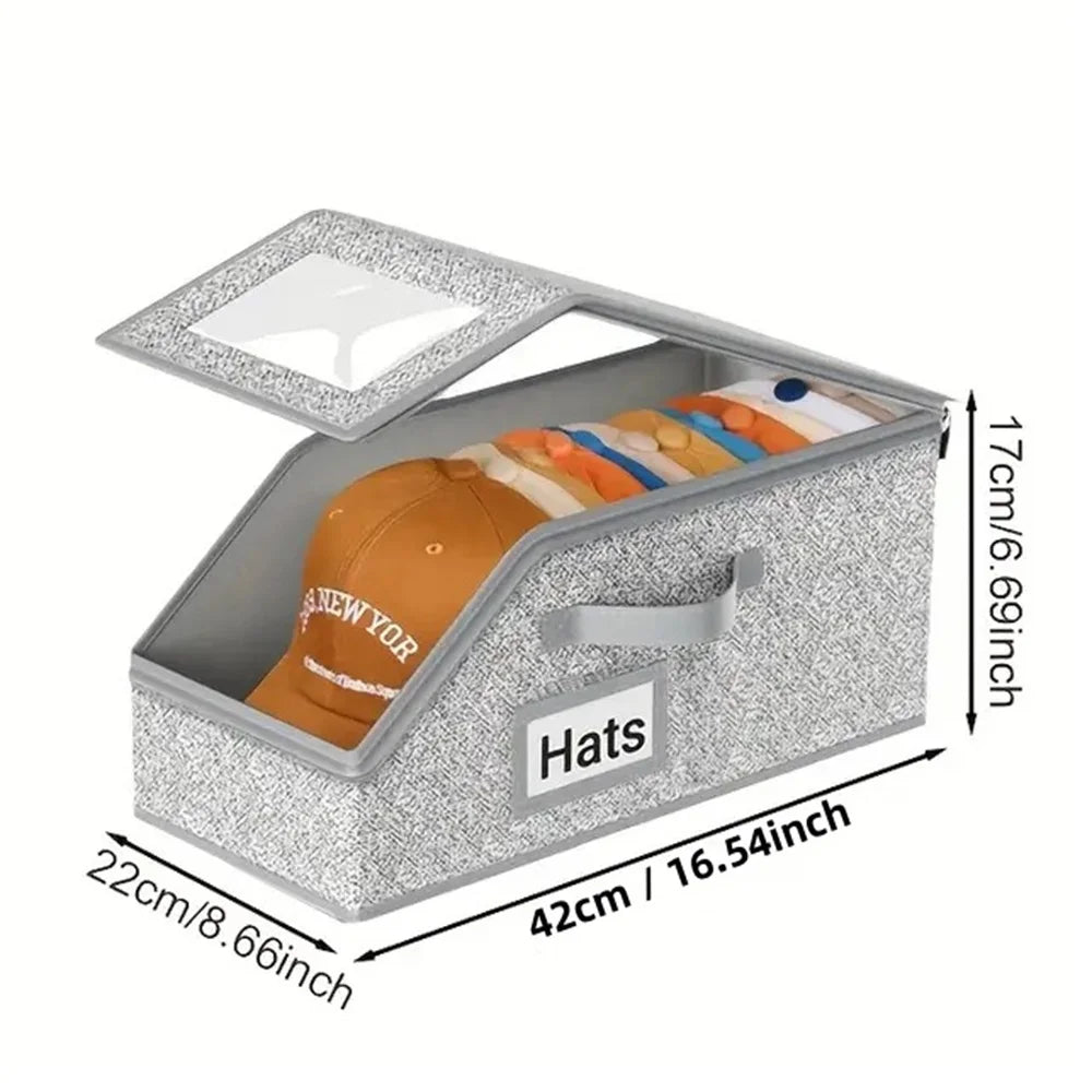 4 PCS Stackable Hat Storage for Baseball Caps Hat Storage Boxes for Closet Holds up to 12 Caps with Cardboard Hat Organizer for Women & Men (Grey) – Stackable Organization for Streamlined Everyday Routines