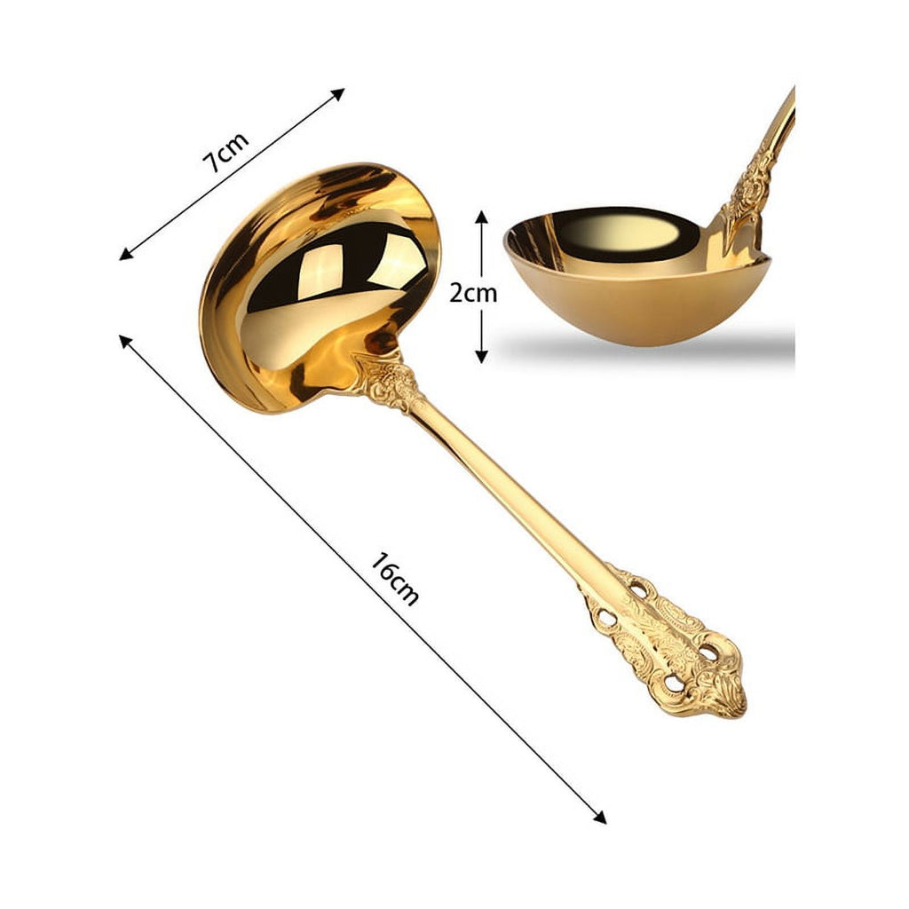 304 Stainless Steel Soup Ladle Cooking Tool Kitchen Gold Plated Spoon – Durable Stainless Steel Construction for Streamlined Everyday Routines
