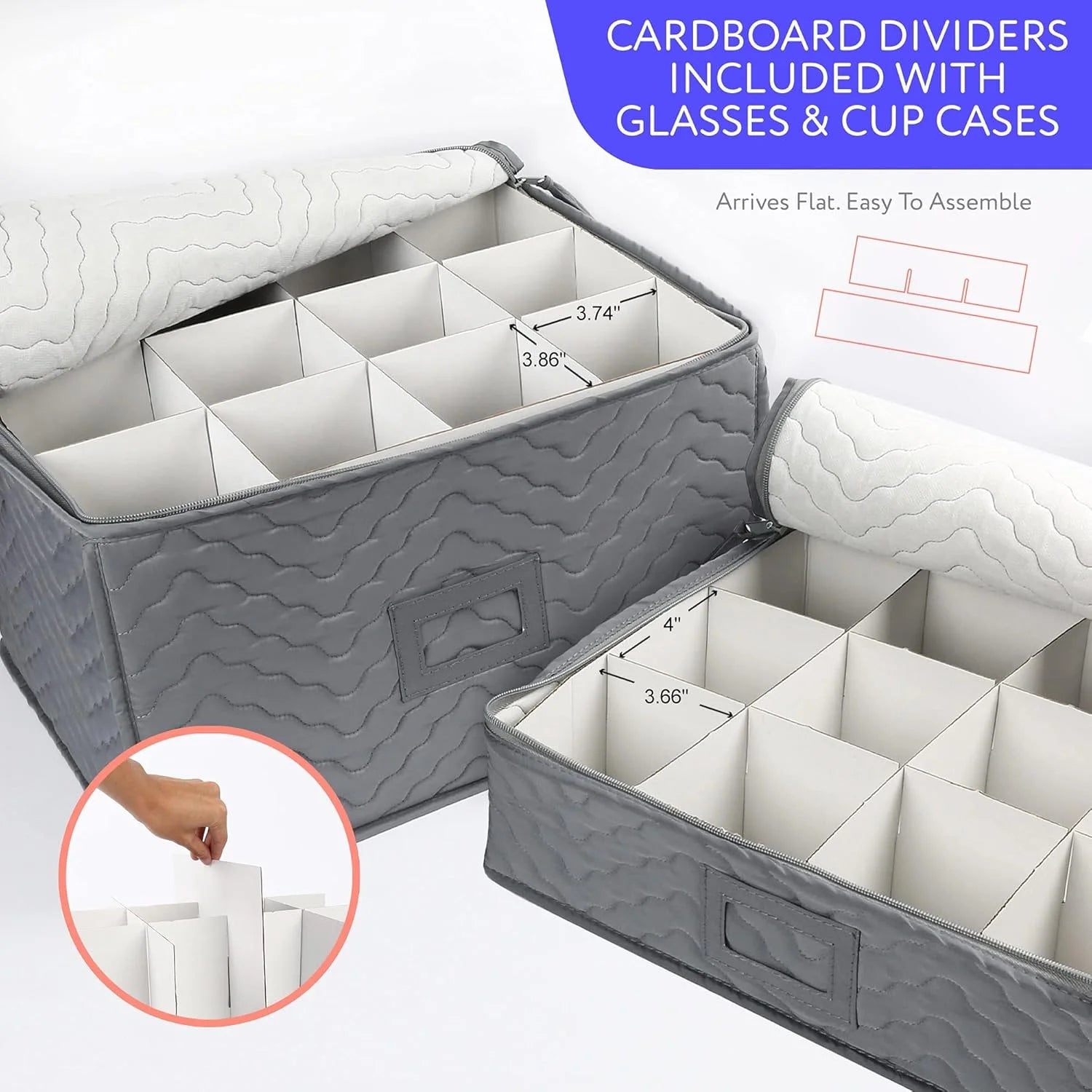 China Storage Containers - Quilted 6-Piece Set Storage Box- Stores Chinaware Stemware Dinnerware Dish Storage Service for 12 48 Pcs Felt Protectors Cardboard Dividers Included – Convenient Multi-Piece Set for Streamlined Everyday Routines