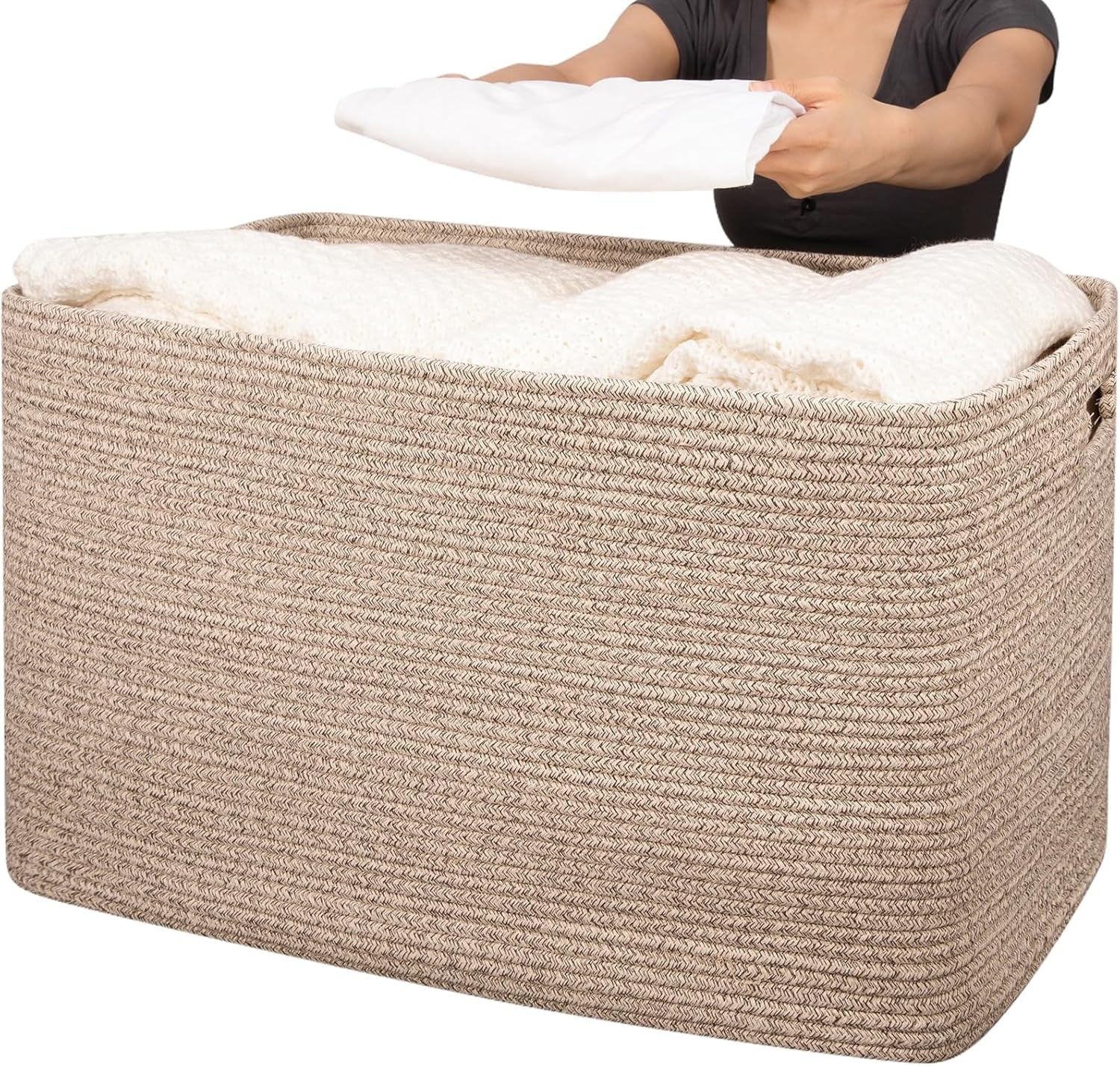 118L XXXLarge Cotton Rope Storage Basket Oversized Blanket Basket Used for Organizing Dirty Clothes in Living Room Bedroom Nursery Dog Toy Storage Bins 25" x 17" x 16",Grey – Practical Home Organization for Streamlined Everyday Routines