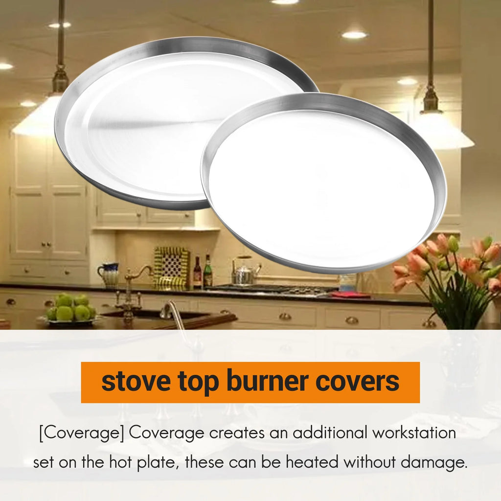 4Pcs Stainless Steel Hob Covers Stove Plate Top Cooker Protector Kit Set Utensils 17/21CM Kitchen Accessories – Durable Stainless Steel Construction for Streamlined Everyday Routines