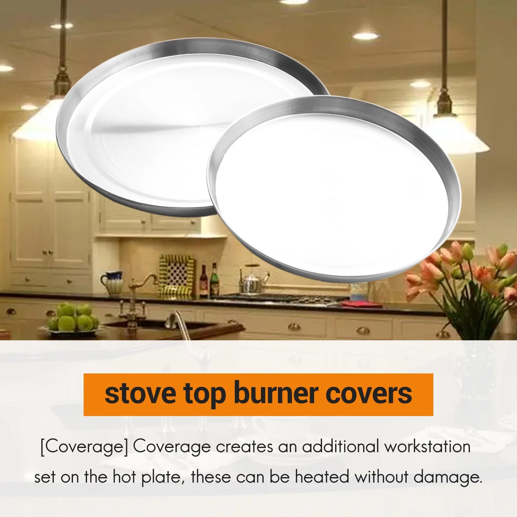 4Pcs Stainless Steel Hob Covers Stove Plate Top Cooker Protector Kit Set Utensils 17/21CM Kitchen Accessories – Durable Stainless Steel Construction for Streamlined Everyday Routines