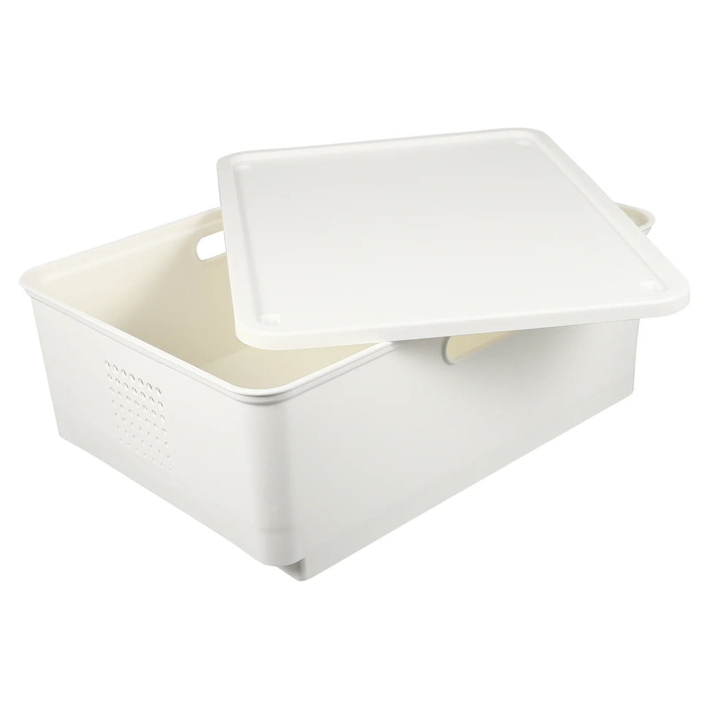 Japanese Storage Box Kitchen Shelves Basket Containers with Lids White – Everyday Household Format for Streamlined Everyday Routines