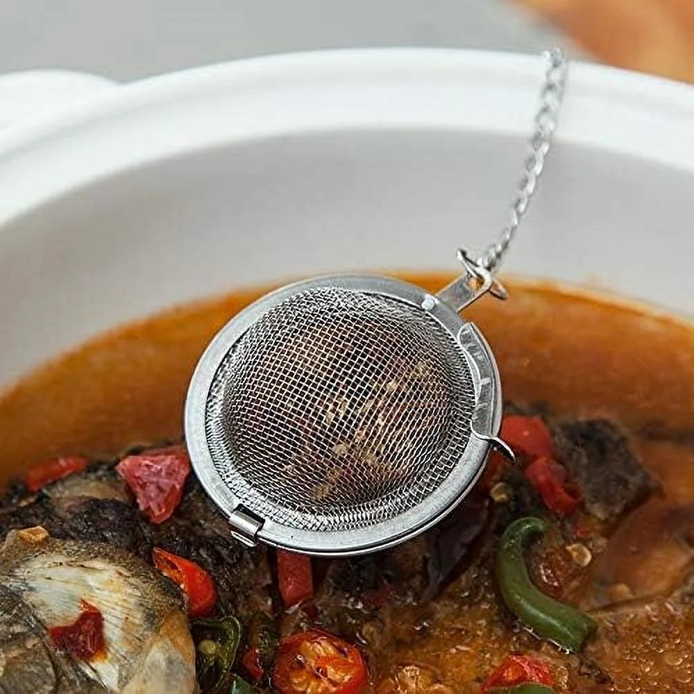 3pcs Stainless steel fine mesh seasoning ball kitchen soup spice stew filter kitchen tool metal tea bag tea ball (3pcs Round Shape),Silver,5cm/6cm/7cm – Durable Stainless Steel Construction for Streamlined Everyday Routines