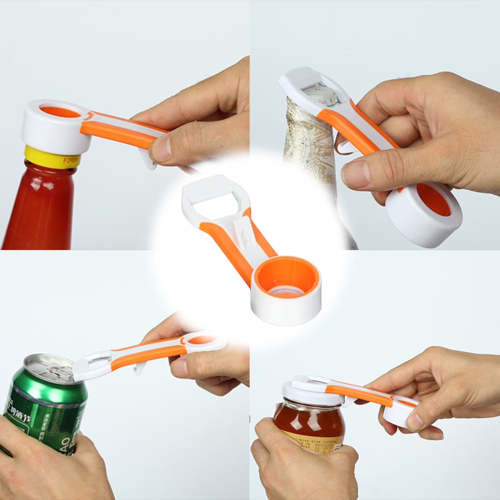 Hiroekza Jar Opener 4-in-1 Grip Bottle Opener Jar Opener - Easily Opens Twists Caps Bottle Caps Canning Lids And Can Tabs Kitchen Gadgets Clearance – Convenient Drink Preparation for Streamlined Everyday Routines