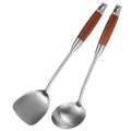 Stainless Steel for Carbon Steel Stainless Steel Wok Metal Wok Tools Set Wooden Handle Soup Ladle – Convenient Carry Handles for Streamlined Everyday Routines