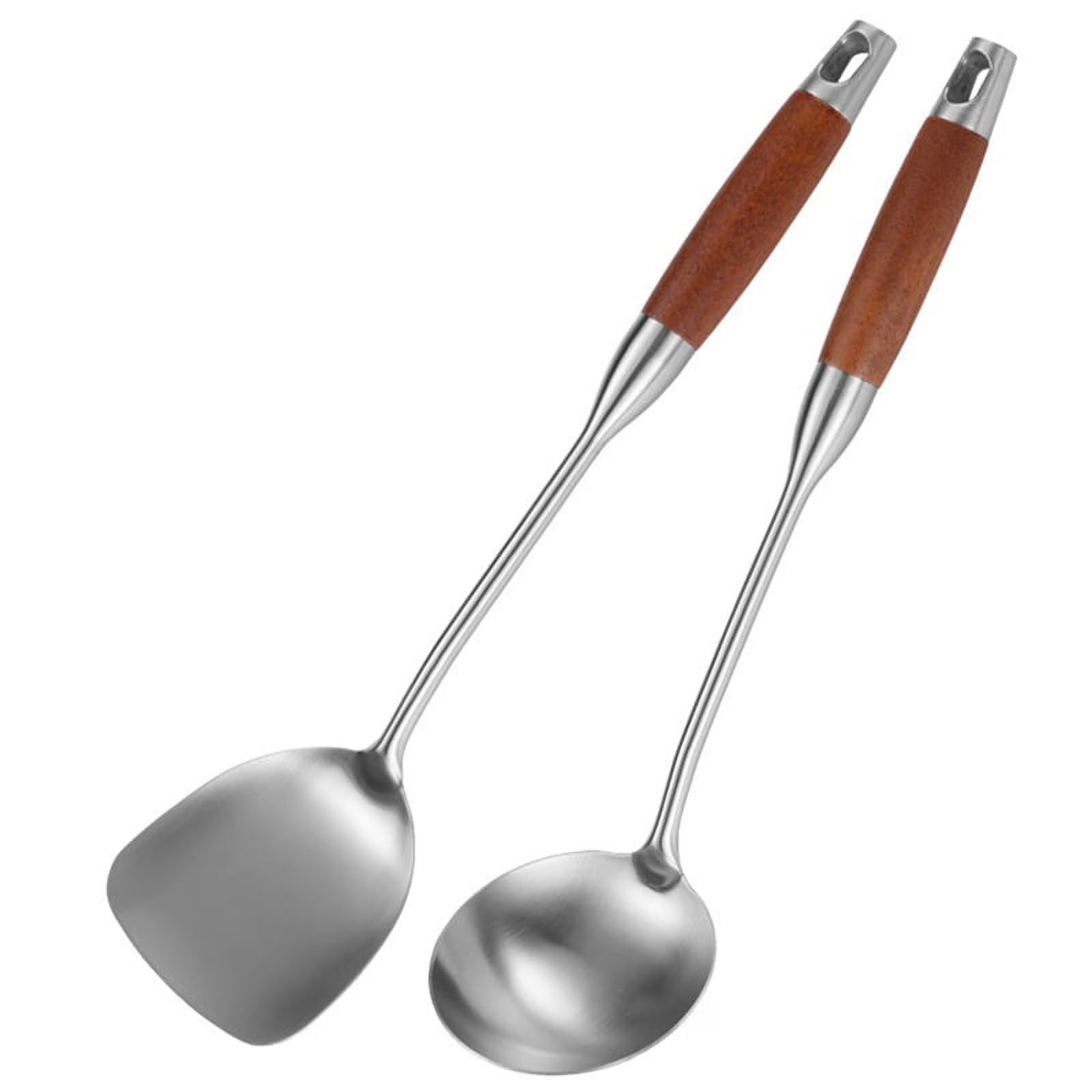 Stainless Steel for Carbon Steel Stainless Steel Wok Metal Wok Tools Set Wooden Handle Soup Ladle – Convenient Carry Handles for Streamlined Everyday Routines