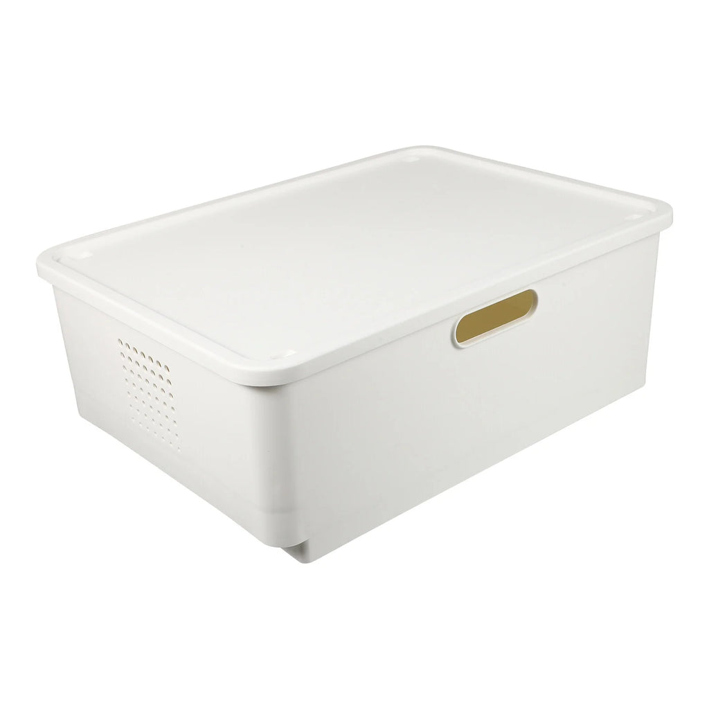 Japanese Storage Box Kitchen Shelves Basket Containers with Lids White – Multiroom Organization Format for Streamlined Everyday Routines