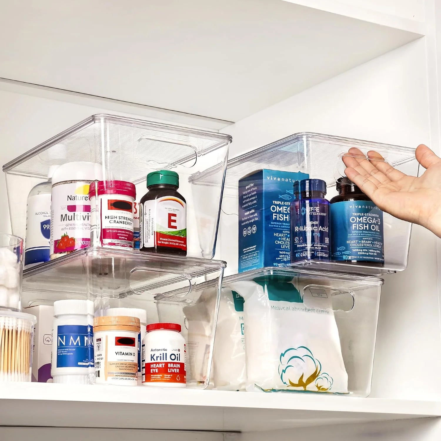 Clear Stackable Storage Bins with Lids Large Plastic Containers with Handle for Pantry Organizer and Storage,Suitable for Bathroom,Cabinet,Kitchen,Fridge,Closet Organization – Stackable Organization for Streamlined Everyday Routines