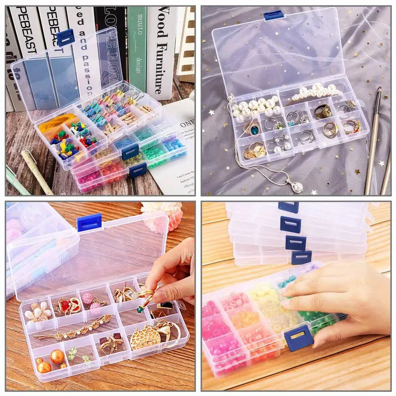[Clear Jewelry Box] 6pcs Clear Jewelry Box | Plastic Bead Storage Craft Container Earrings Organizer – Clear-View Organization for Streamlined Everyday Routines