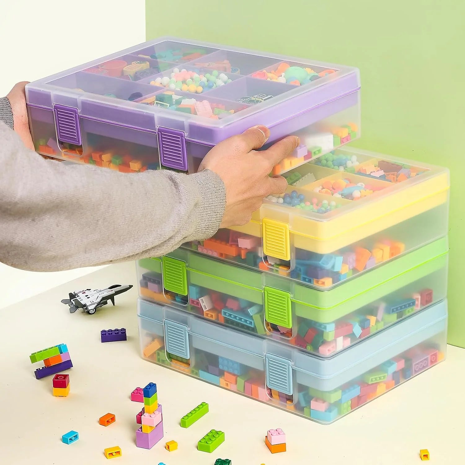 Douorgan Toy Storage Organizer for Lego Stackable Organizer Bins Portable Organizer Containers Storage Box Plastic Case for Bead Bracelet Making DIY Jewelry Nail Charms (Blue) – Stackable Organization for Streamlined Everyday Routines