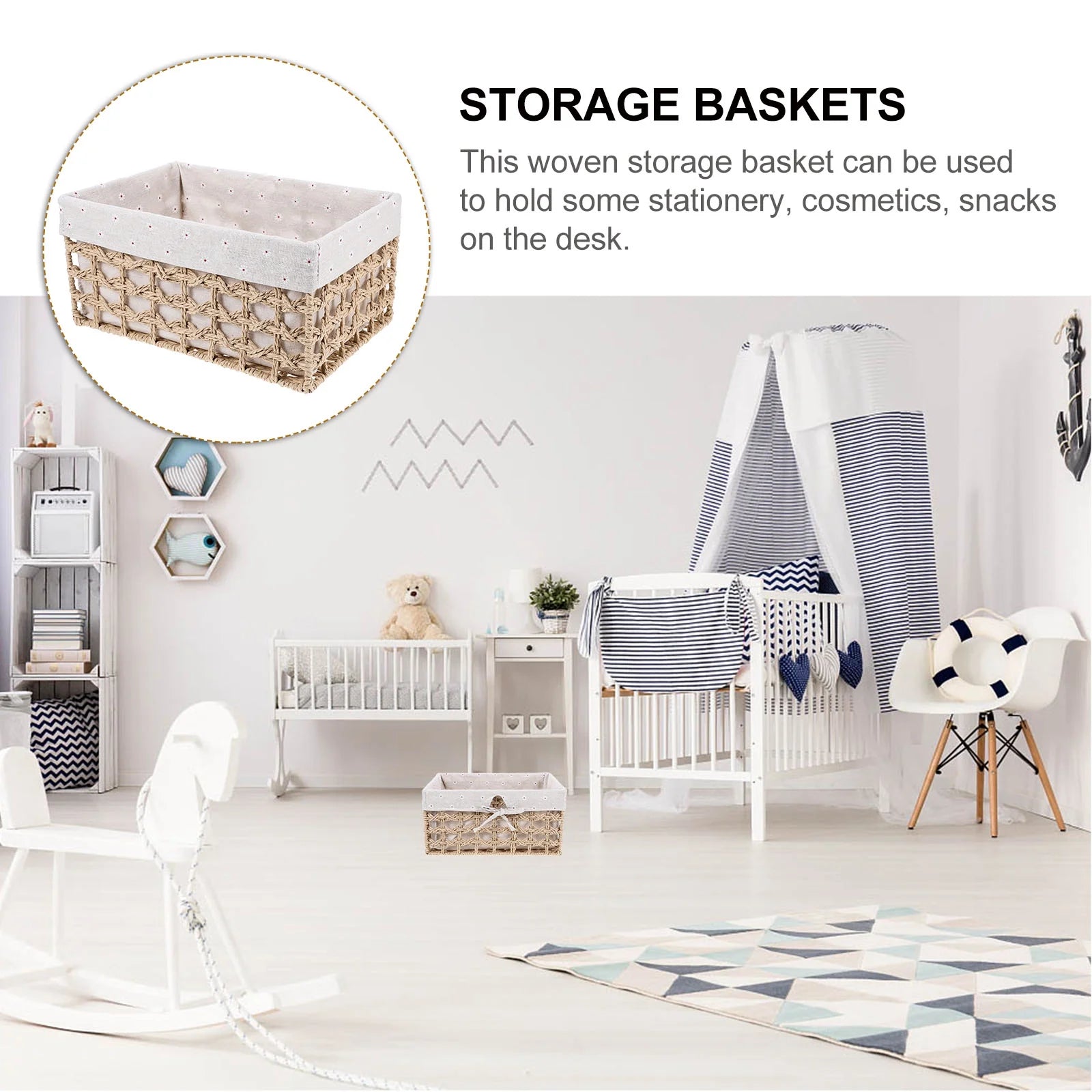 Rustic Storage Bins Grass Basket Cube Boxes with Lids Fabric Toy Sundries – Multiroom Organization Format for Streamlined Everyday Routines