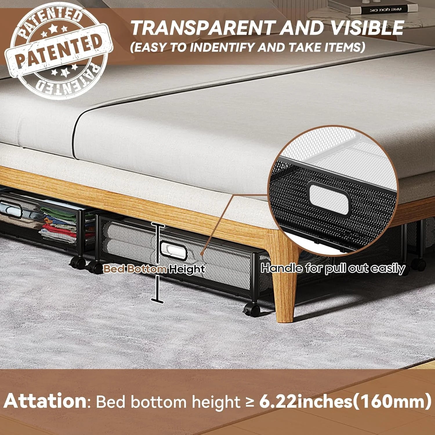 Under Bed Storage Containers with Wheels - Shoe Storage Organizer Drawer Tool-free Assembly Metal Underbed Storage for Bedroom Clothes Shoes Blankets - 2Pack – Multiroom Organization Format for Streamlined Everyday Routines