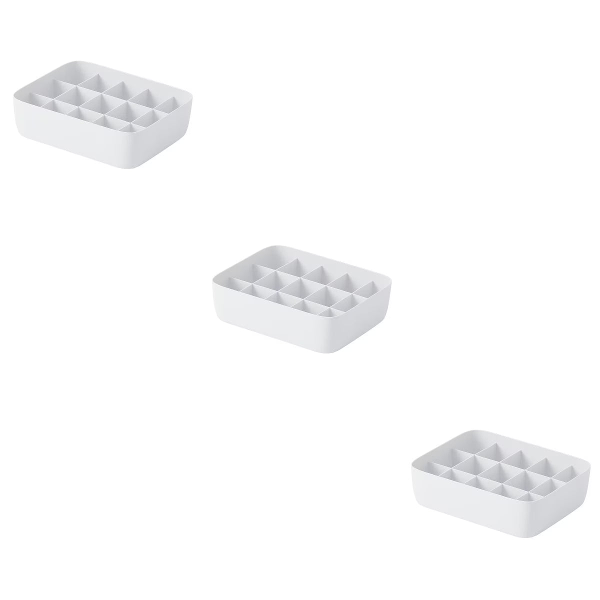 3pcs Underwear Storage Box Plastic Storage Basket Stackable Storage Container with 15-Compartment Divider for Bra Panties Socks(White) – Everyday Household Format for Streamlined Everyday Routines