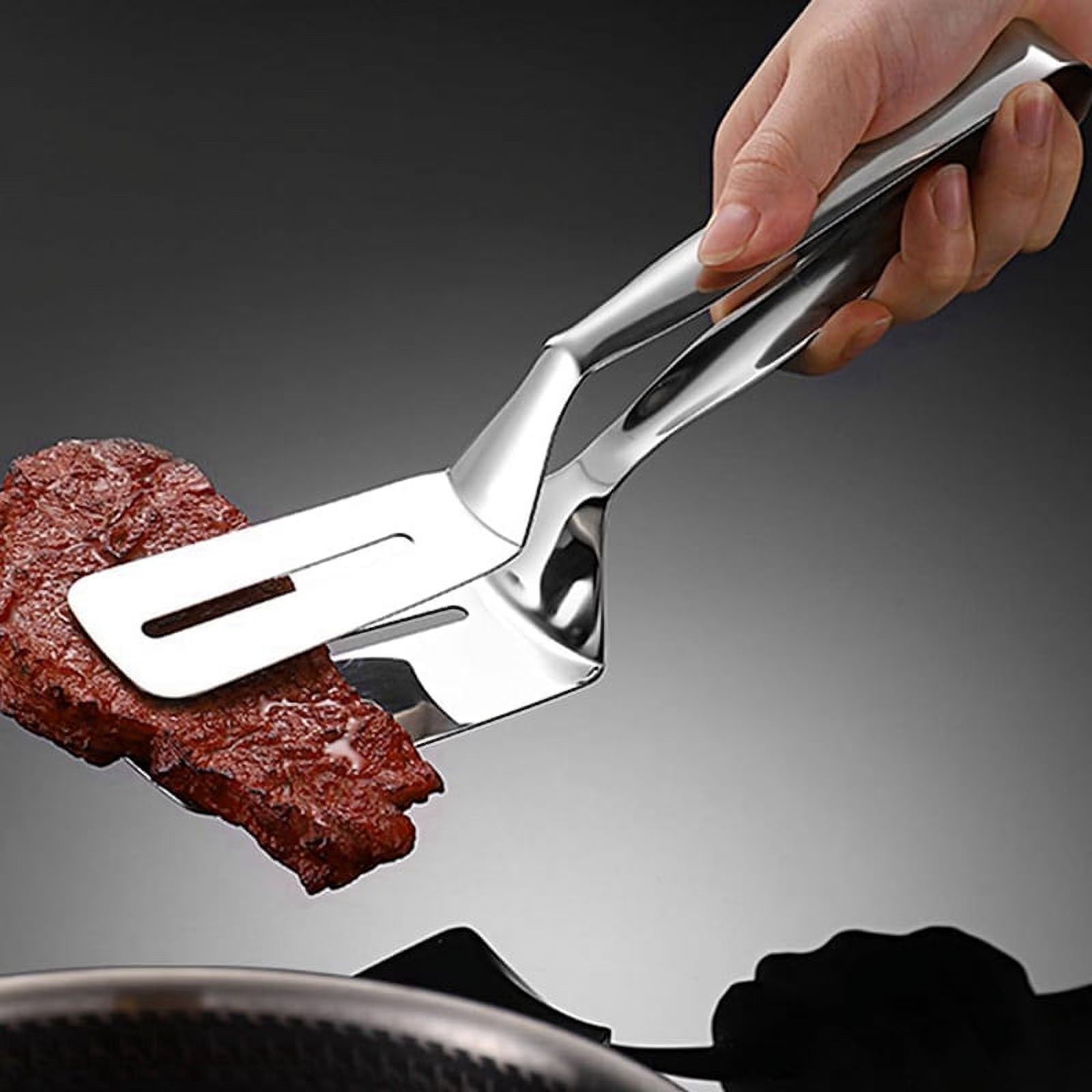 Stainless Steel Double-Sided Shovel Clip Stainless Steel Spatula Kitchen Tongs,Grill Clamp Flipping Spat – Durable Stainless Steel Construction for Streamlined Everyday Routines