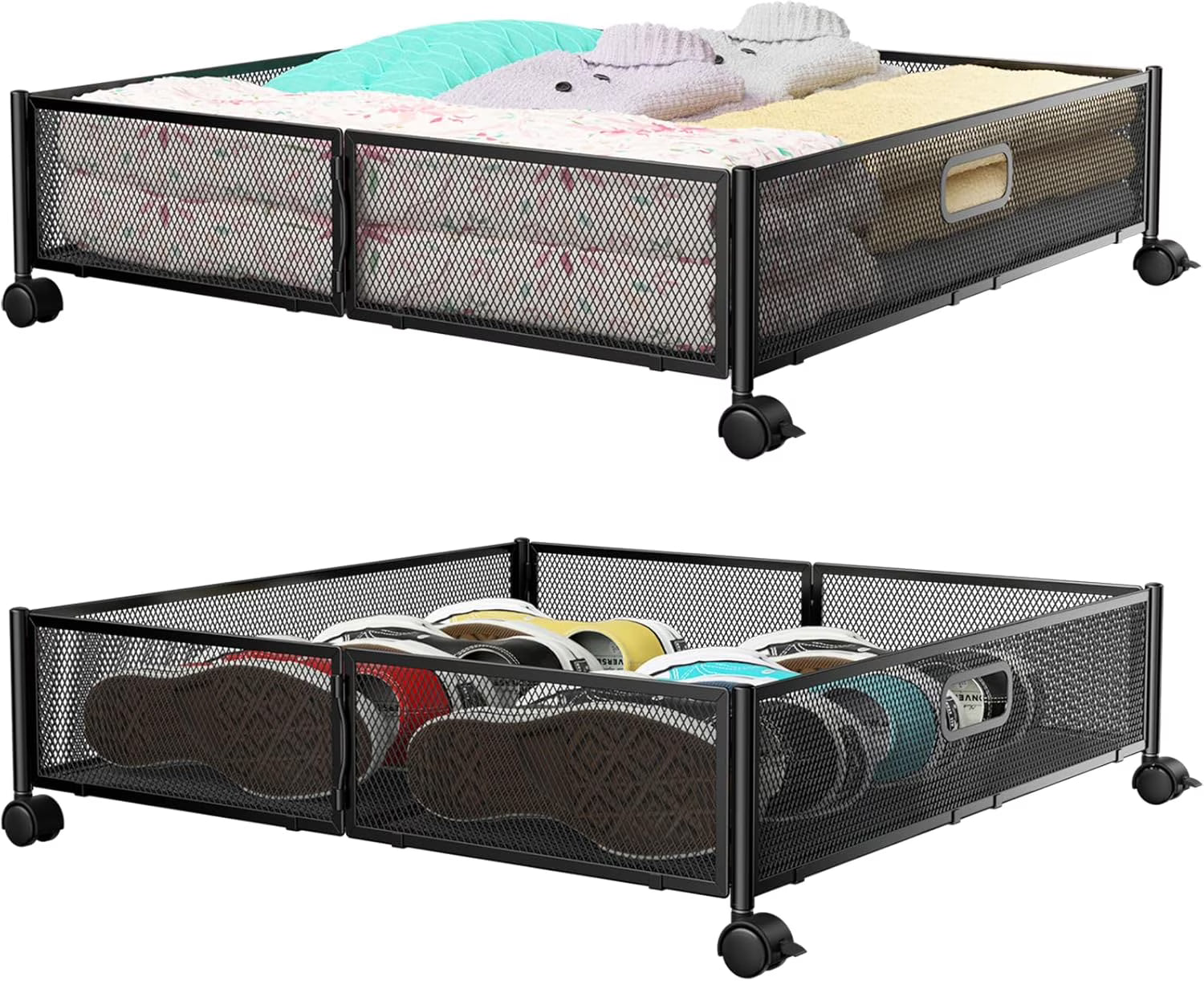 Under Bed Storage Containers with Wheels - Shoe Storage Organizer Drawer Tool-free Assembly Metal Underbed Storage for Bedroom Clothes Shoes Blankets - 2Pack – Everyday Household Format for Streamlined Everyday Routines