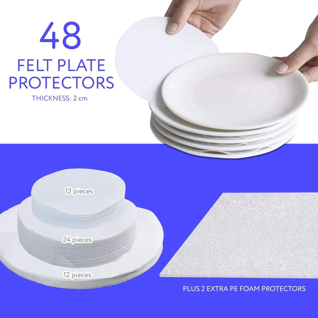 China Storage Containers - Quilted 6-Piece Set Storage Box- Stores Chinaware Stemware Dinnerware Dish Storage Service for 12 48 Pcs Felt Protectors Cardboard Dividers Included – Convenient Multi-Piece Set for Streamlined Everyday Routines