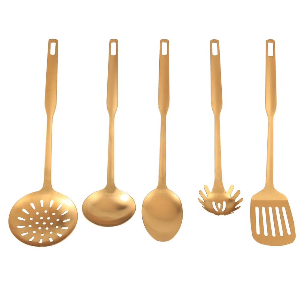 Stainless Steel Kitchen Utensils 5-Piece Cooking Trowel Set Tool Gold – Durable Stainless Steel Construction for Streamlined Everyday Routines