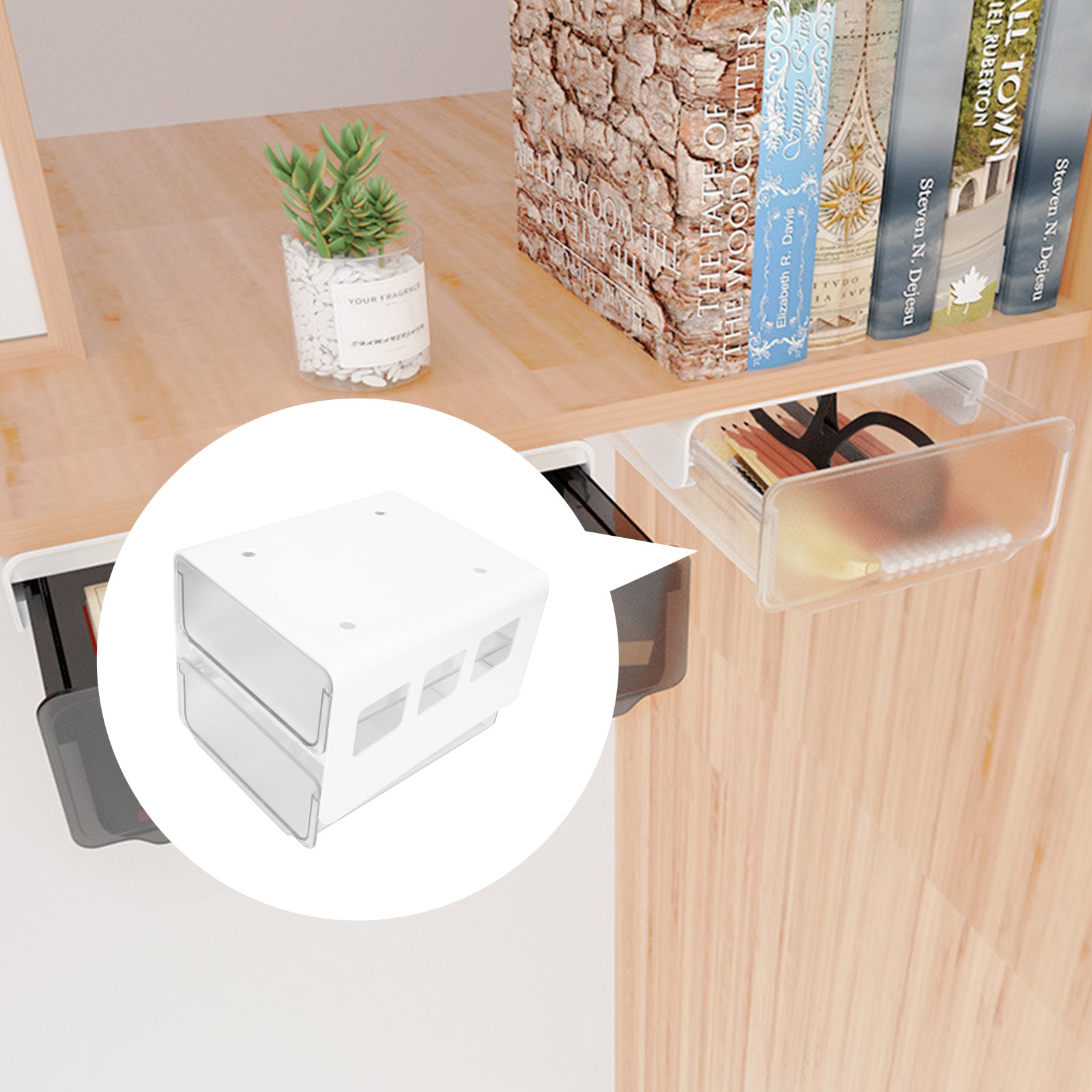 Double Storage Box Desktop Boxes Bins Table Shelf Office White – Multiroom Organization Format for Streamlined Everyday Routines