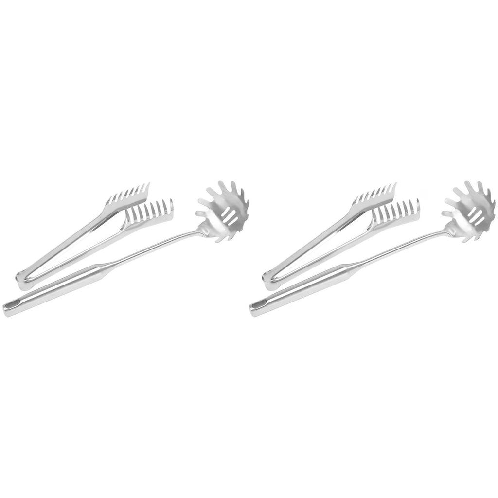 4 Pieces Stainless Steel Spaghetti Server Set Stainless Steel Spaghetti Pasta Tong Pasta Spoon Server Fork,2 x clip 2 x spoon,Silver – Durable Stainless Steel Construction for Streamlined Everyday Routines