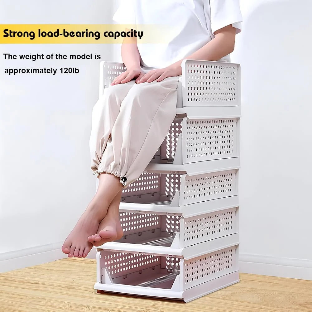 5 Pack Stackable Closet Storage Box,Closet Shelf Organizer and Storage Plastic Drawer Storage,Wardrobe Organizer Closet Organizers Storage Box for Cupboard Kitchen Office(5L) – Stackable Organization for Streamlined Everyday Routines