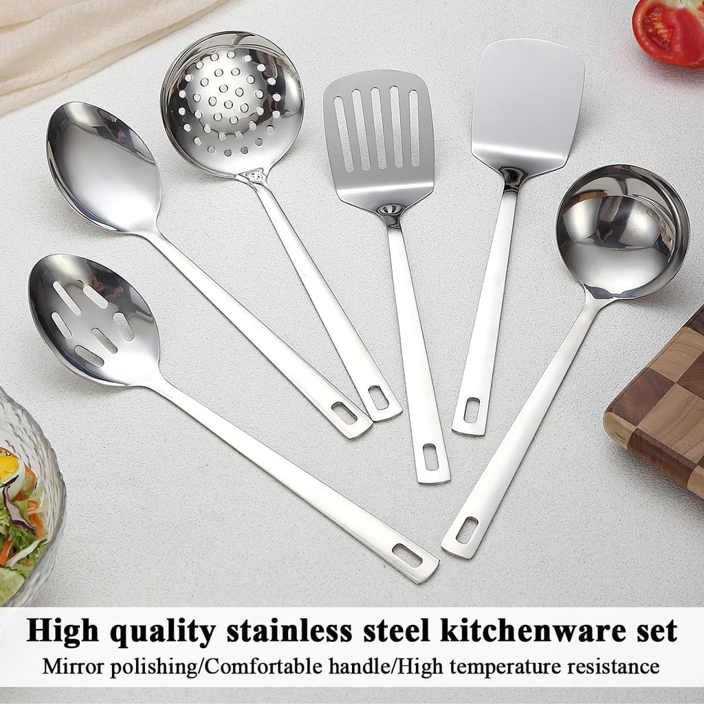 Gold Kitchen Utensils Set 6pcs Titanium Plating Stainless Steel Cooking Utensils Set Heavy Duty Kitchen Tools Spatulas Set Home Essentials Kitchen Gadgets Accessories – Durable Stainless Steel Construction for Streamlined Everyday Routines