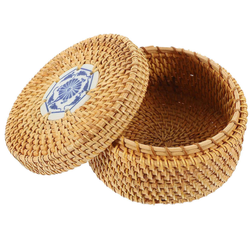 Toy Rattan Nut Box Household Storage Container 14X14X8CM – Practical Home Organization for Streamlined Everyday Routines