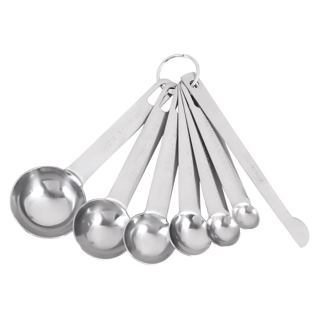Stainless Steel Measuring Spoons Cups Set Small Tablespoon Teaspoons Set 6 with Bonus C4662 – Durable Stainless Steel Construction for Streamlined Everyday Routines