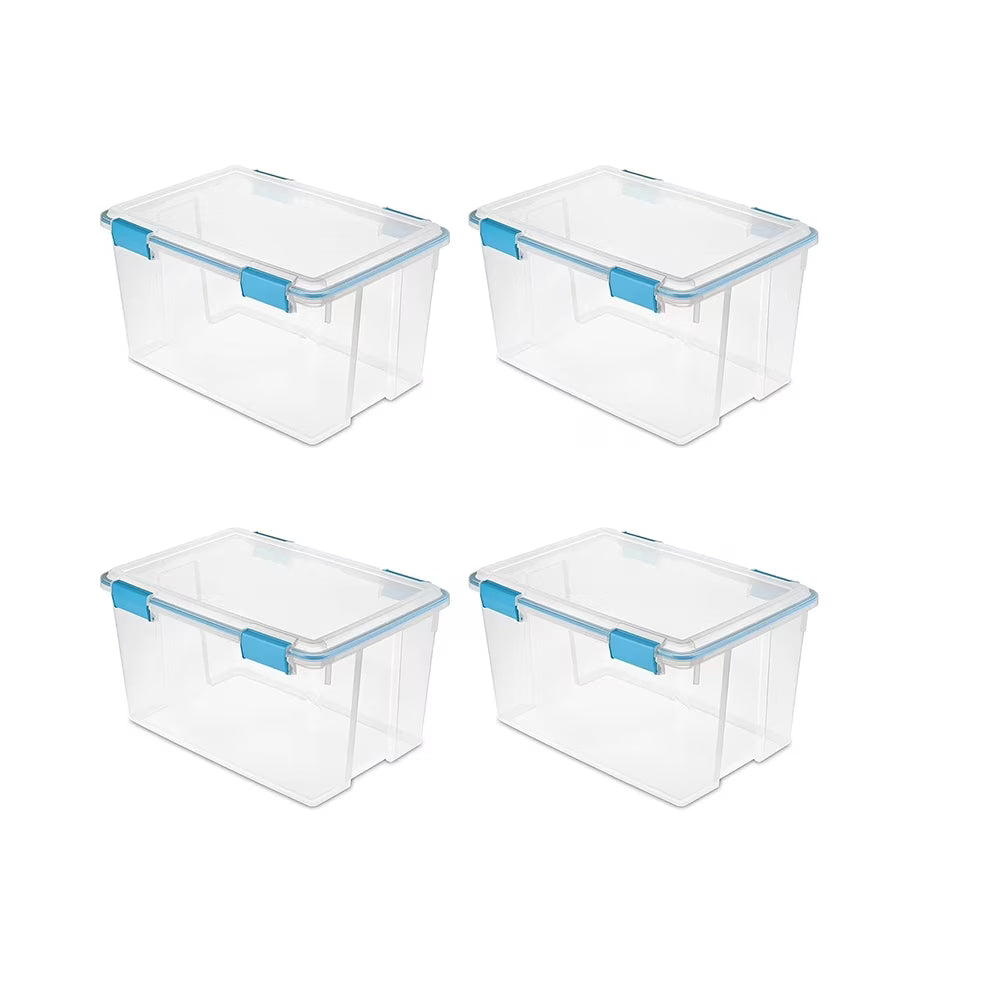 4-Pack 54 Qt Stackable Clear Storage Bins with Durable Latching Lids Space-Saving Sturdy Storage Box For Home Office Organization Clear Base and Lid – Stackable Organization for Streamlined Everyday Routines