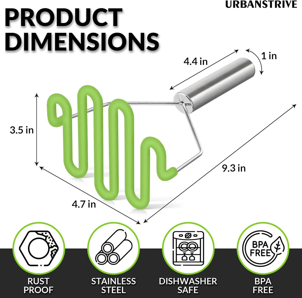 Non-Scratch Silicone Potato Masher Kitchen Tool Potatoes Masher Potato Masher Stainless Steel Wrapped In Well-crafted Silicone Potato Smasher – Durable Stainless Steel Construction for Streamlined Everyday Routines