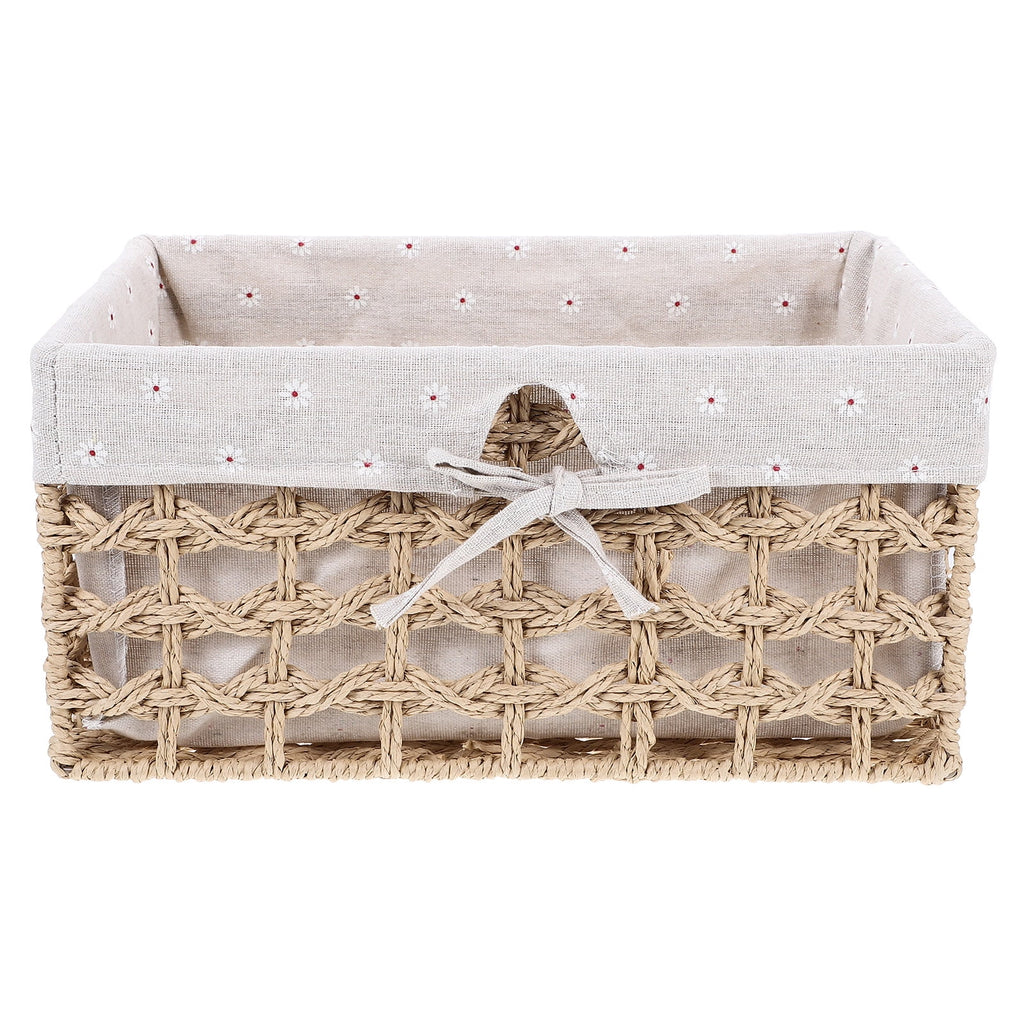Rustic Storage Bins Grass Basket Cube Boxes with Lids Fabric Toy Sundries – Multiroom Organization Format for Streamlined Everyday Routines