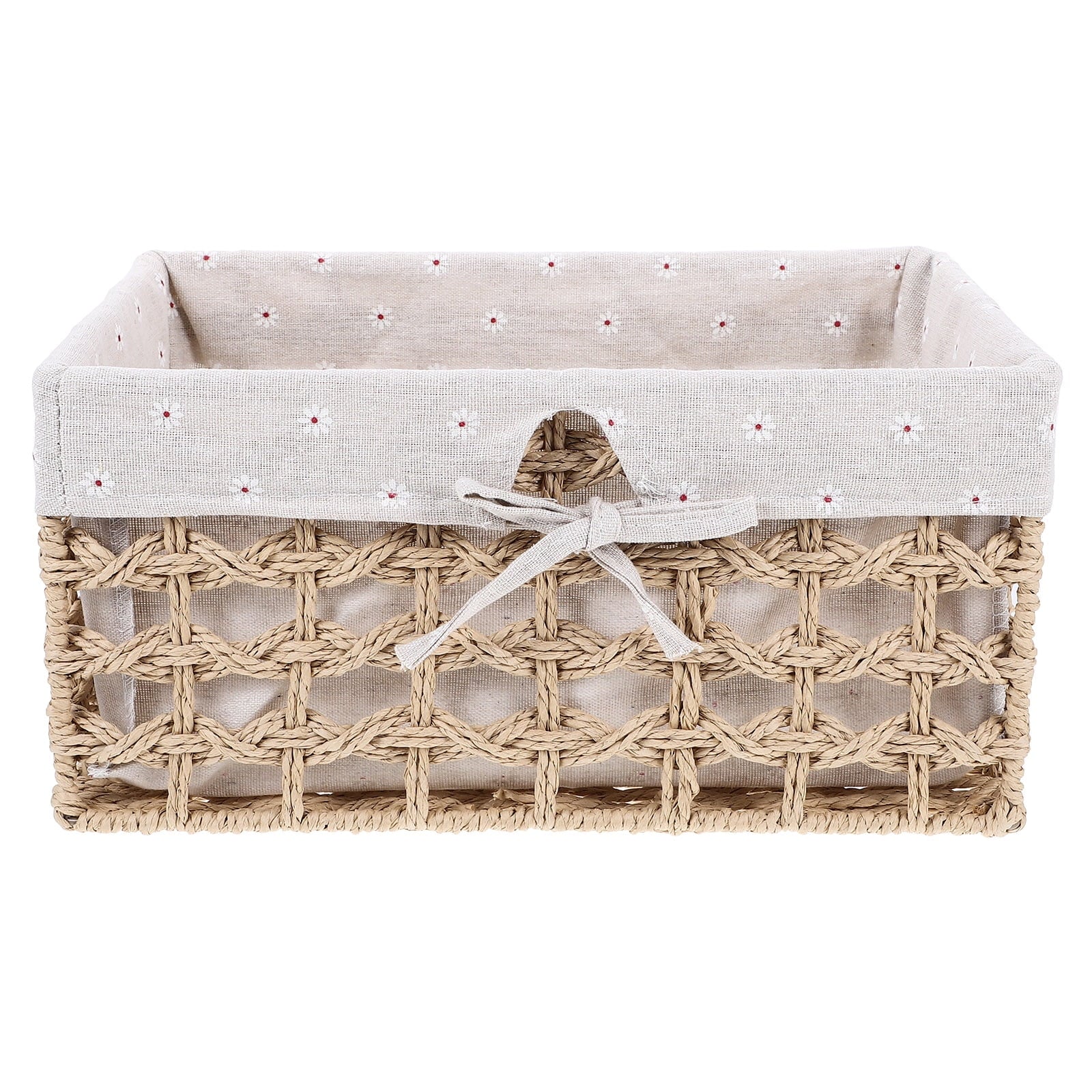 Rustic Storage Bins Grass Basket Cube Boxes with Lids Fabric Toy Sundries – Multiroom Organization Format for Streamlined Everyday Routines