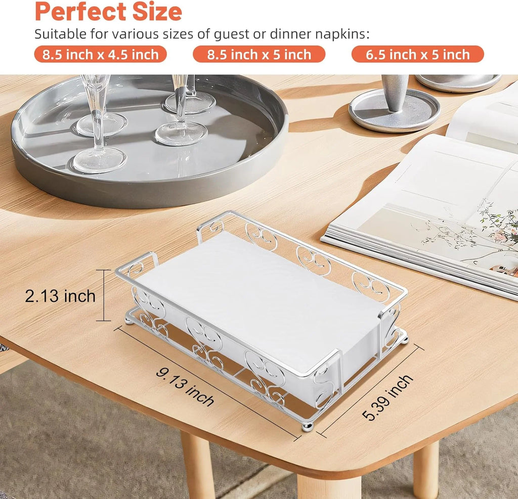 Napkin Holder & Guest Towel Tray - Stainless Steel Disposable Paper Towel Dispenser for Bathroom Table Kitchen Countertop Dinner Table Vanity – Durable Stainless Steel Construction for Streamlined Everyday Routines