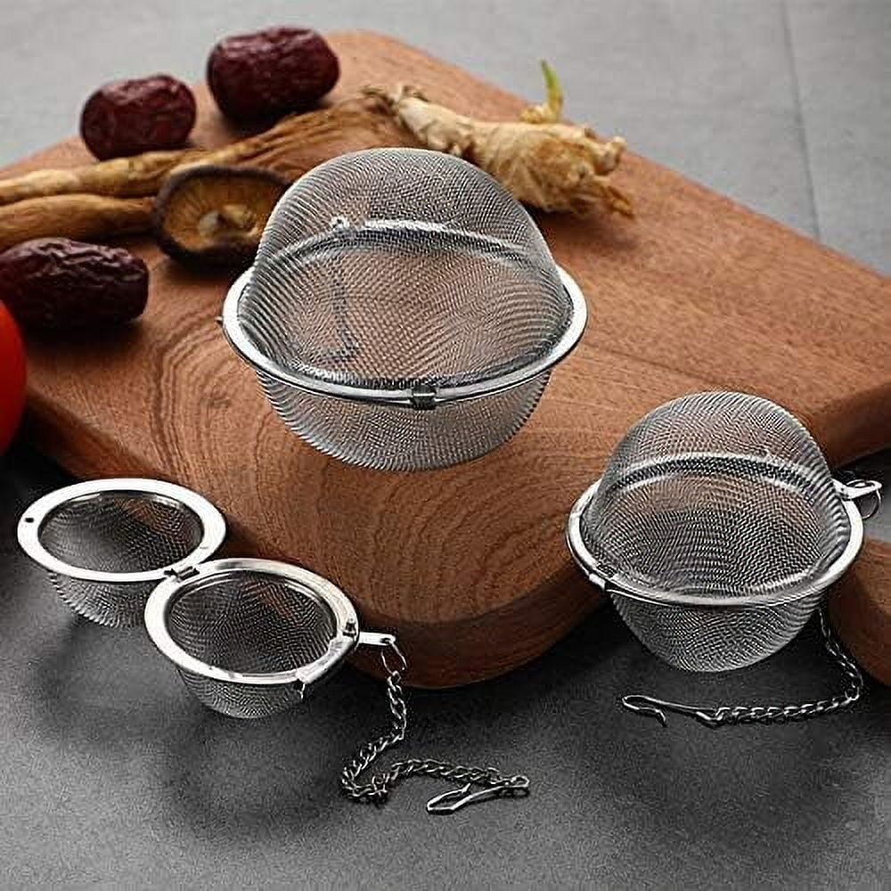 3pcs Stainless steel fine mesh seasoning ball kitchen soup spice stew filter kitchen tool metal tea bag tea ball (3pcs Round Shape),Silver,5cm/6cm/7cm – Durable Stainless Steel Construction for Streamlined Everyday Routines