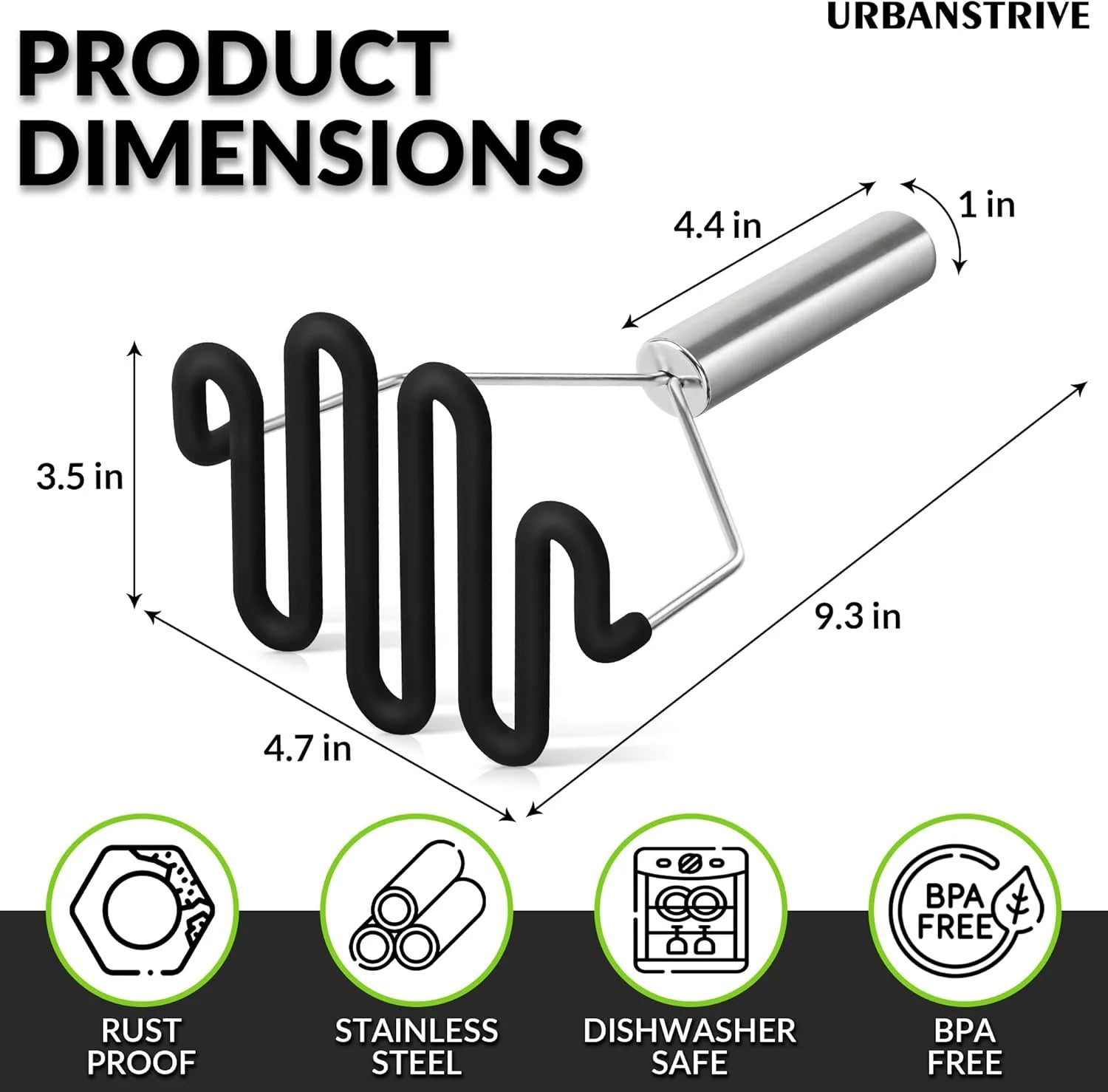 Non-Scratch Silicone Potato Masher Kitchen Tool Potatoes Masher Potato Masher Stainless Steel Wrapped In Well-crafted Silicone Potato Smasher Black – Durable Stainless Steel Construction for Streamlined Everyday Routines