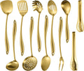 304 Stainless Steel Matte Kitchen Utensils Set 11 Pcs Long Metal Cooking Utensils Set Gold Cooking Utensils Set Dishwasher Suitable – Durable Stainless Steel Construction for Streamlined Everyday Routines