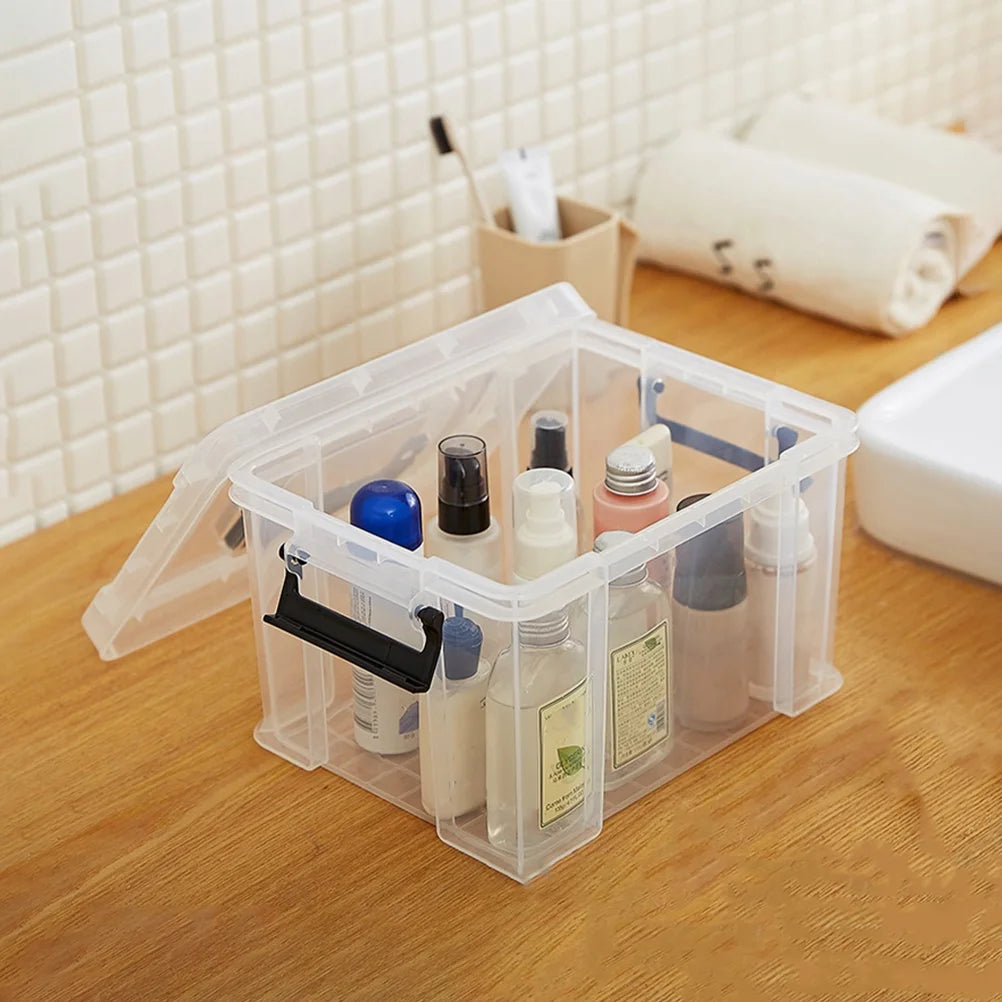 4Pcs Multi-functional Toy Storage Box Plastic Sundries Organizer with Lid Handles 8.5x6.5x5.0cm – Secure Lid Design for Streamlined Everyday Routines