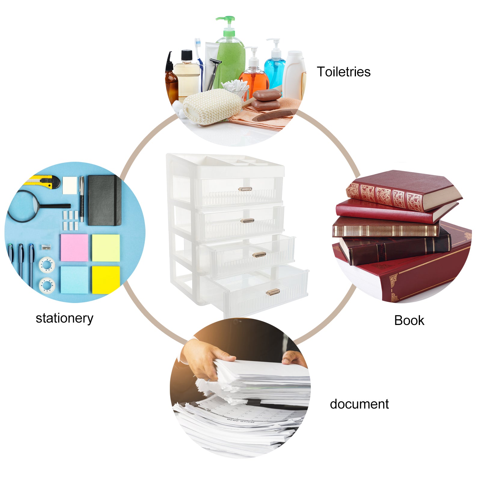 Skincare Desktop Storage Box 32.00X23.00X17.00CM White – Practical Home Organization for Streamlined Everyday Routines